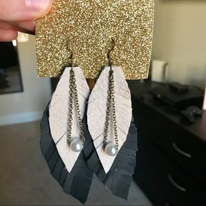 Leather Feather Earrings